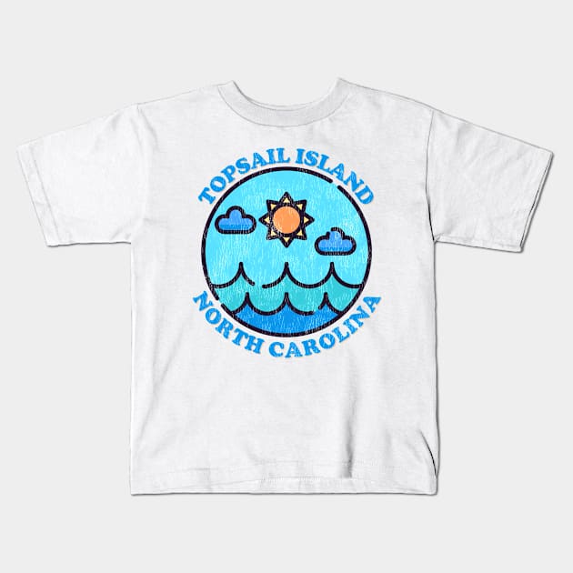 Topsail Island, NC Summertime Vacationing Ocean Skyline Kids T-Shirt by Contentarama